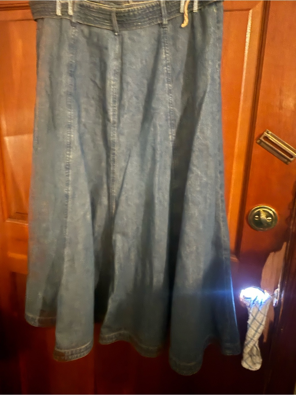 Jones New York Dark Blue Denim A-Line Skirt with Belt - Picture 5 of 7